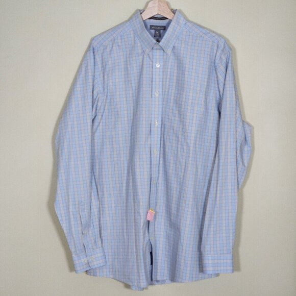 Eddie Bauer Shirt Mens Tall L Plaid LS Wrinkle Free Relaxed Fit Pocket Preppy - Picture 15 of 16